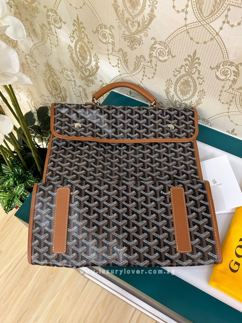 Brand New Goyard Saint leger Backpack Black Tan Canvas Calf SHW