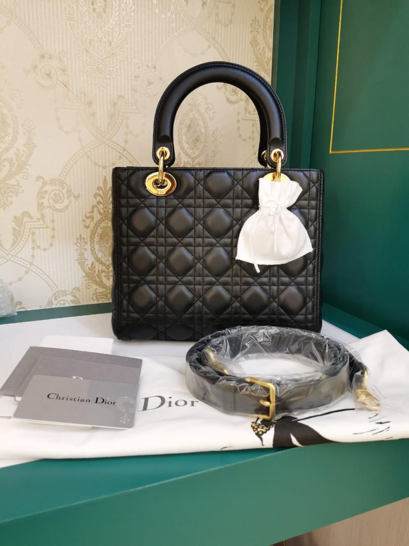 Brand New Lady Dior Medium Black Lamb GHW