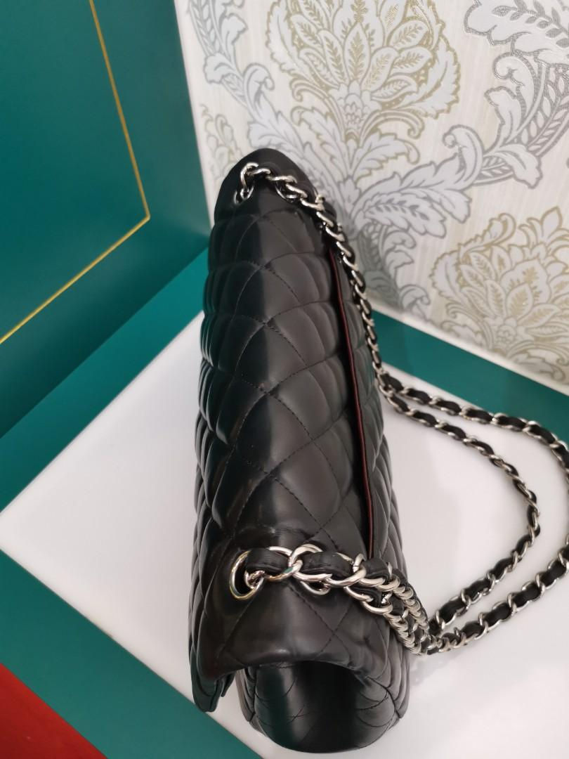 Thumbnail: #15 Like New Chanel Jumbo Classic Double Flap Black Lamb with SHW