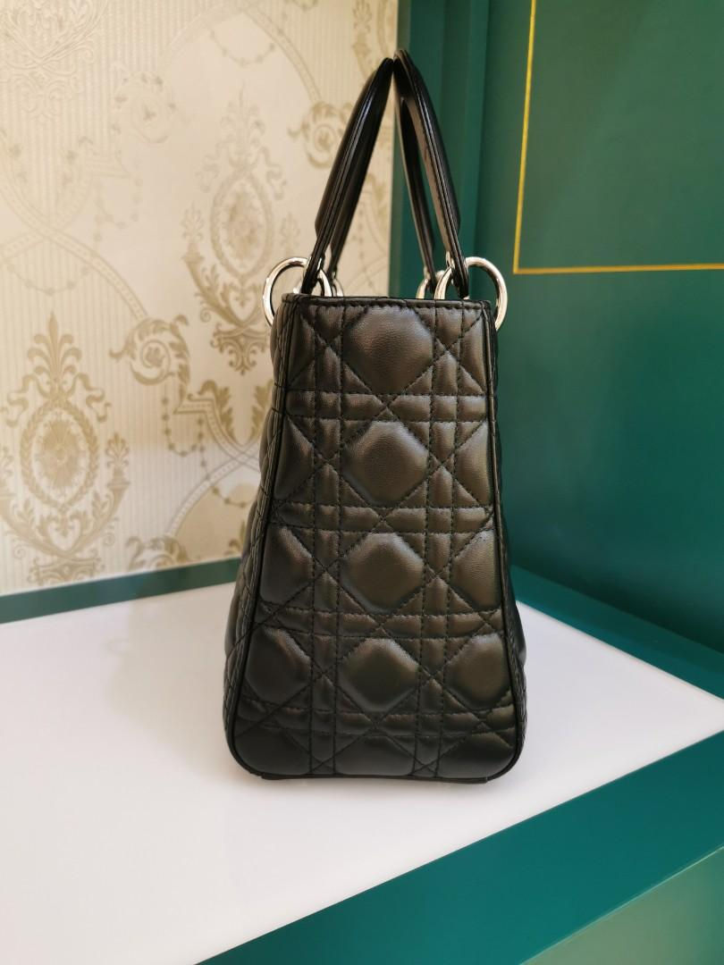 Thumbnail: Like New Lady Dior Black Lamb SHW