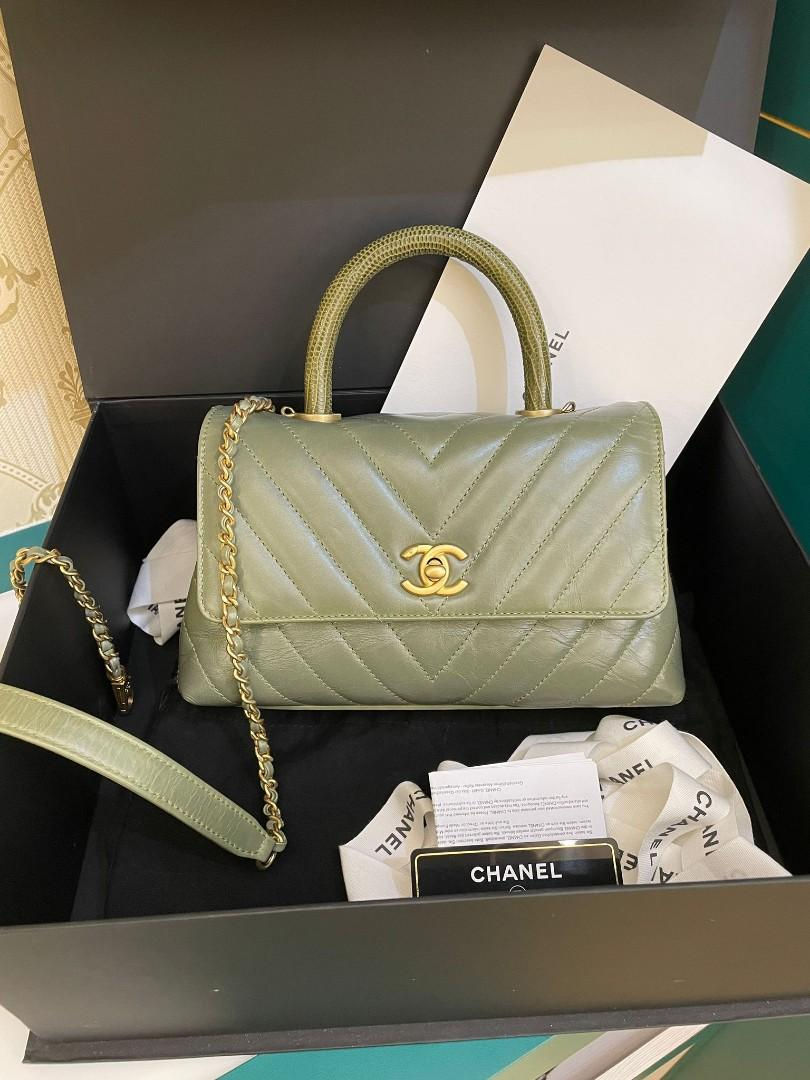 #25 Chanel Coco Handle Mini/Small Distressed Calf Lizard Handle