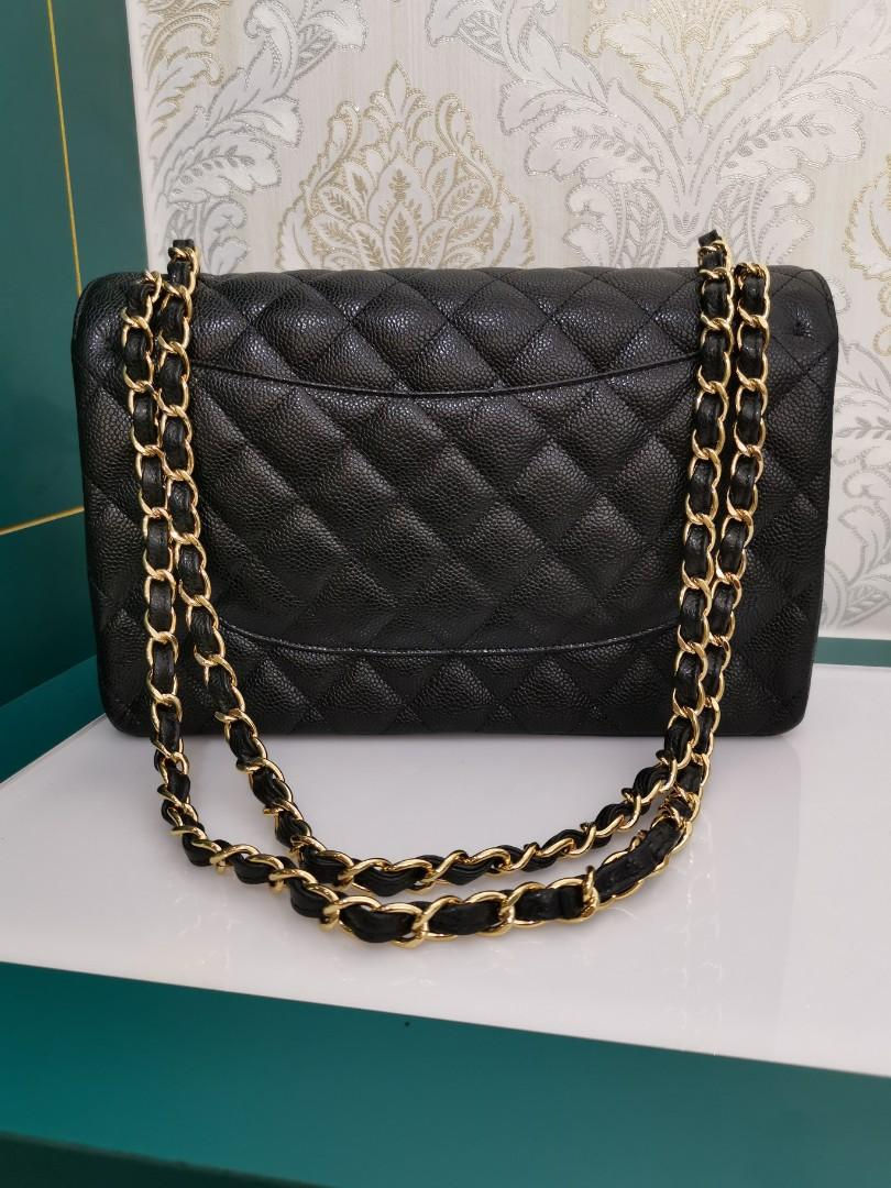 Thumbnail: #28 BNIB Chanel Jumbo Classic Double Flap Black Caviar with GHW