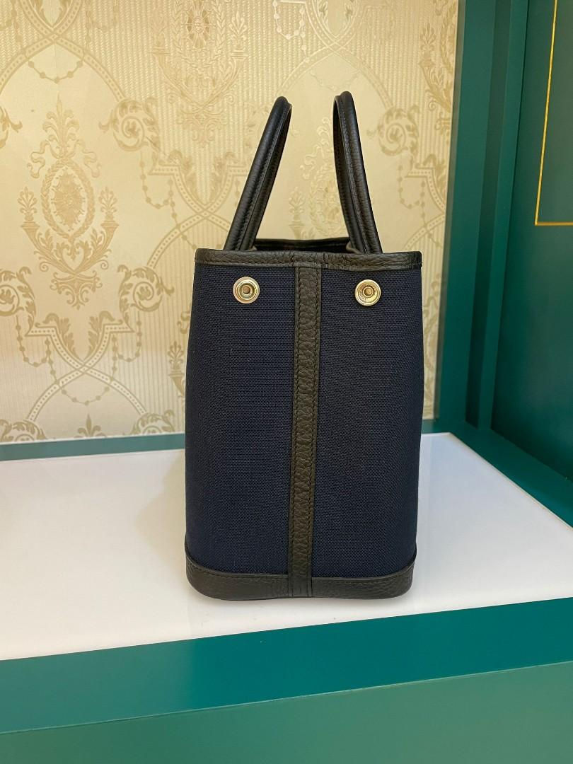 Thumbnail: BNIB Hermes Garden Party 30 Blue Marine/Black PHW