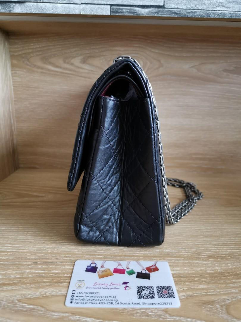 Thumbnail: #14 LNIB Chanel 2.55 226 Black Distressed calf with RHW