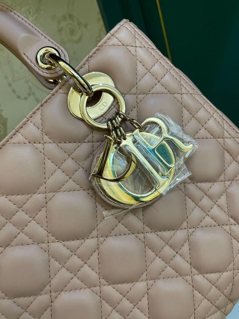 Thumbnail: BNIB Dior Lady Dior Medium Blush Lamb Light GHW