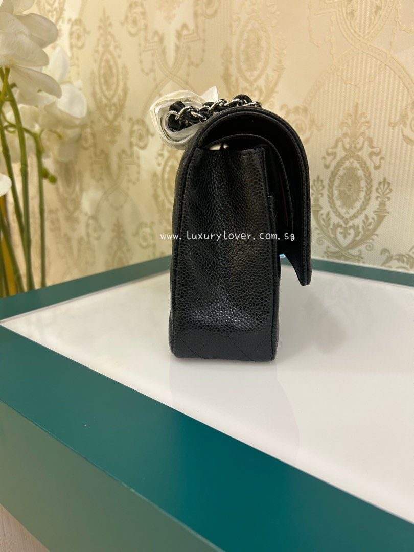 Thumbnail: #30 BNIB Chanel Classic Double Flap Medium Black Caviar SHW