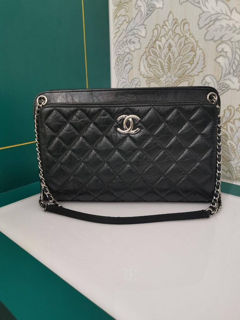 Thumbnail: #25 Like New Chanel Clutch Bag Black Aged Calf SHW