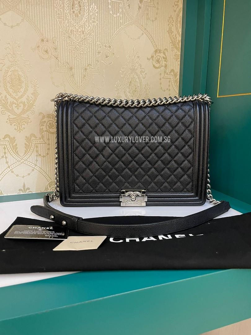 #17 Like New Chanel Boy Large Black Caviar SHW
