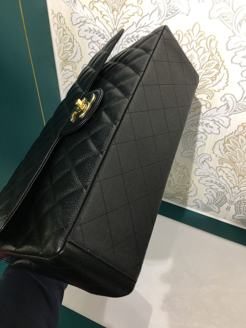 Thumbnail: Almost New Chanel Maxi Double Flap Black Caviar with GHW