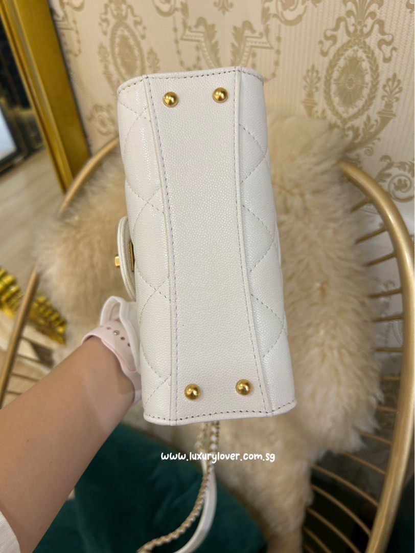 Thumbnail: LNIB Chanel 24A Mini Flap Bag with Top Handle White Caviar GHW