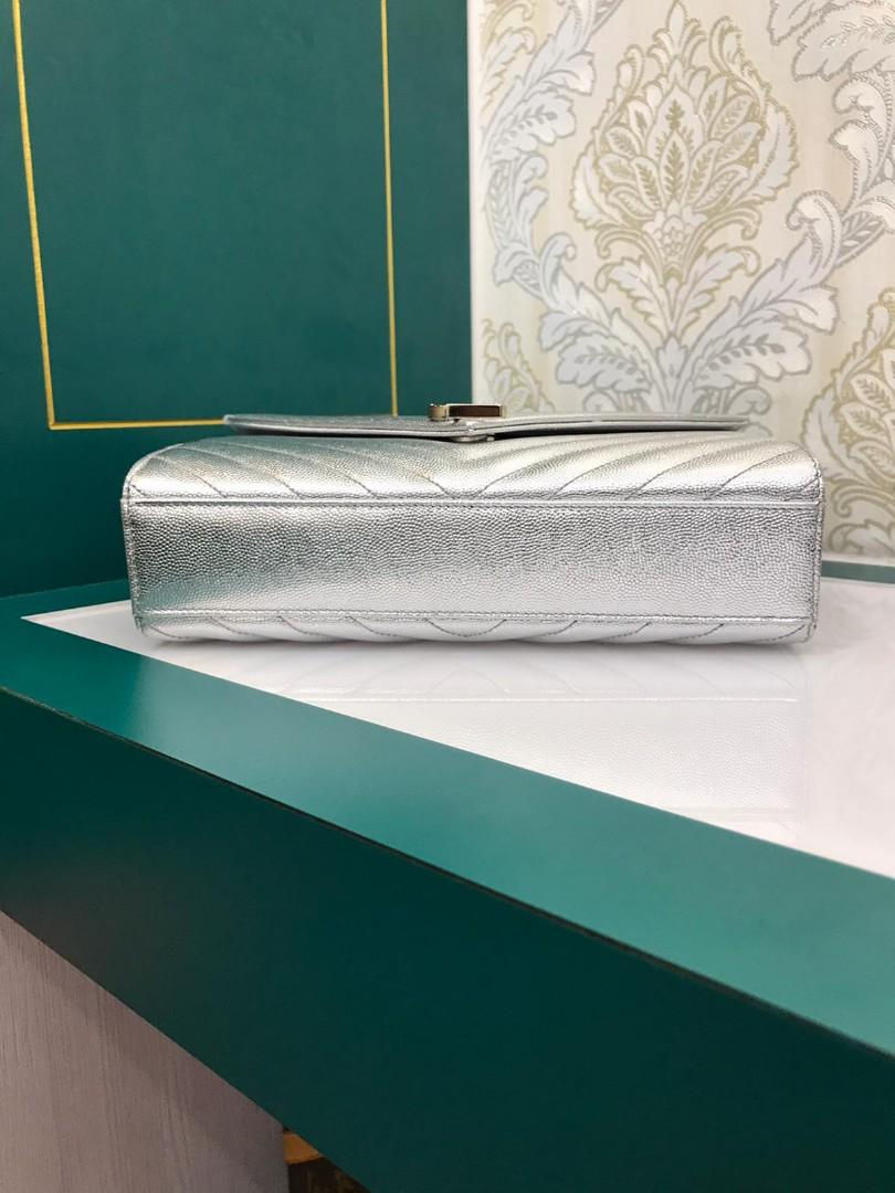 Thumbnail: Ysl Envelope Medium Flap Calf Silver SHW