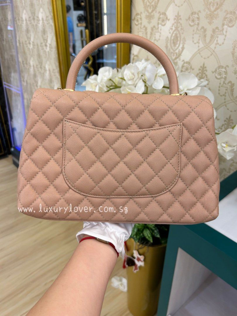 Thumbnail: #25 LNIB Chanel Coco Handle Medium Beige Caviar GHW