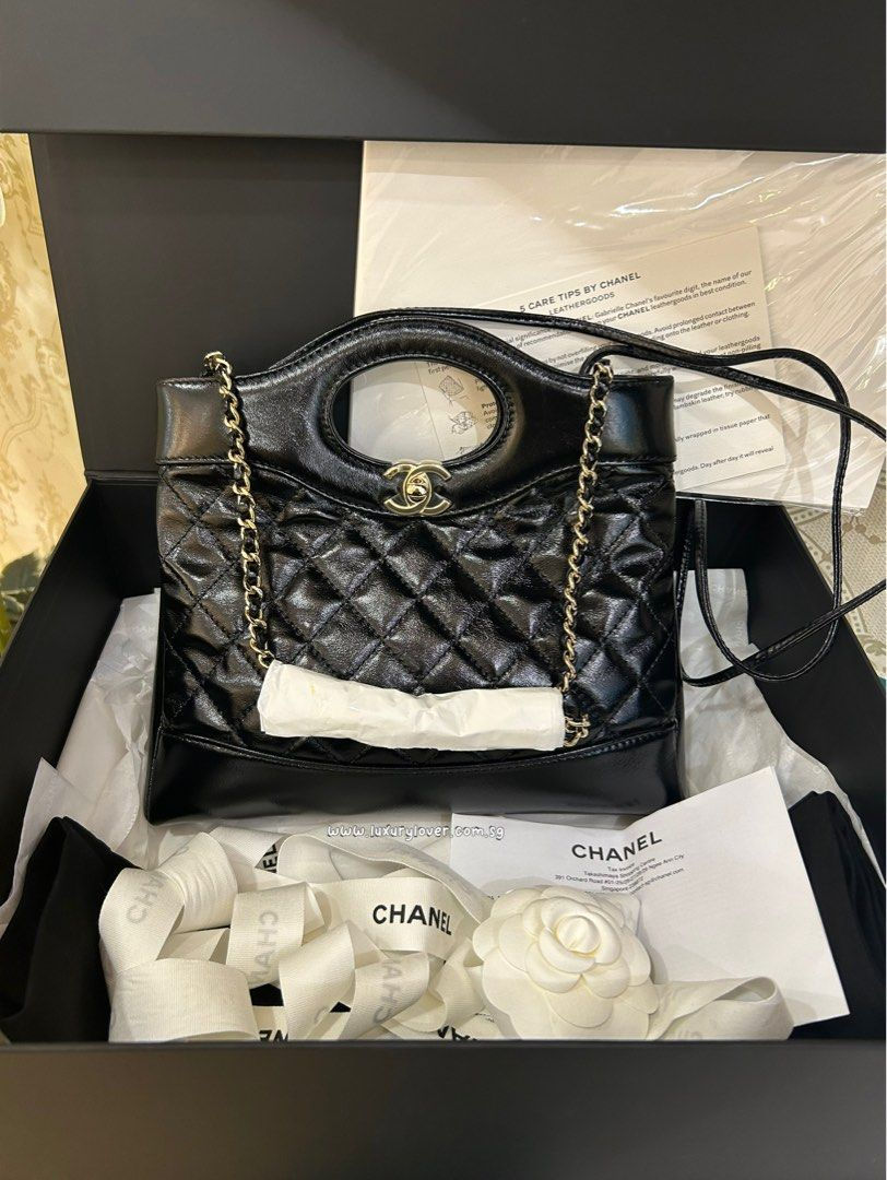 BNIB Chanel 24C 31 Mini Shopping Bag Black Shiny Calf LGHW