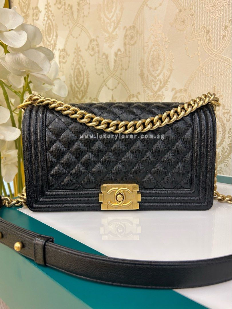 Thumbnail: #28 LNIB Chanel Boy Old Medium Black Caviar GHW