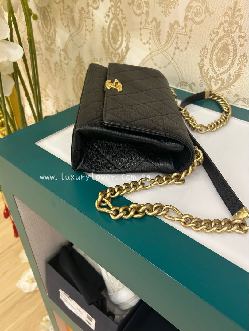 Thumbnail: LNIB Chanel Bracelet On Chain Flap Small/Medium Black Caviar GHW