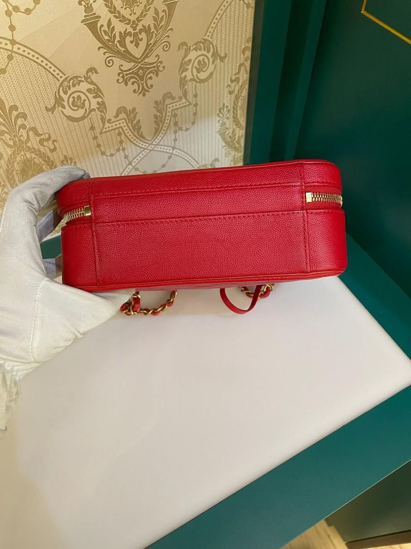Thumbnail: #25 Like New Chanel Vanity Case Medium Red Caviar GHW