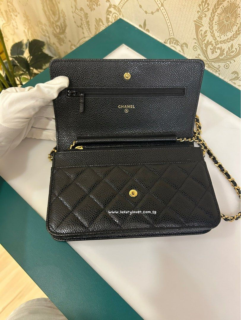 Thumbnail: #20 BNIB Chanel Classic WOC Wallet On Chain Black Caviar GHW