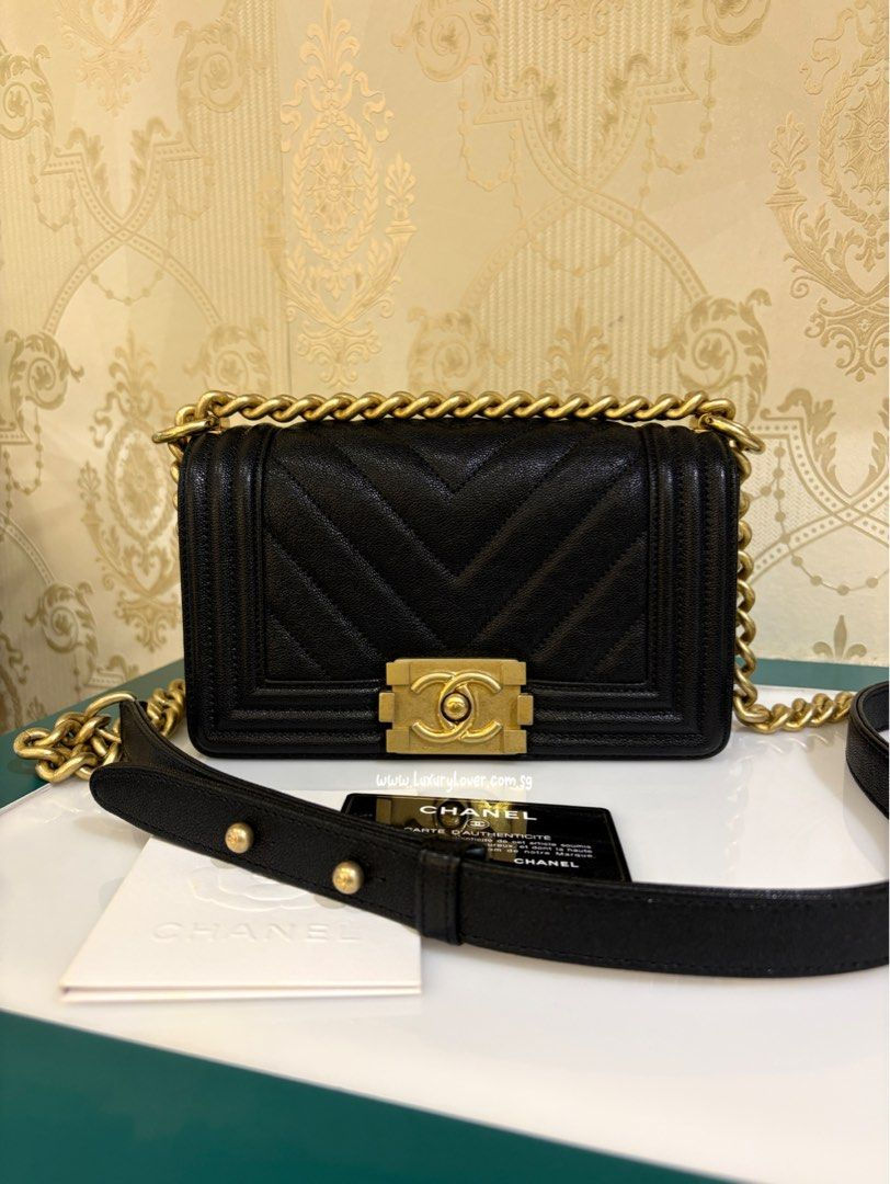 Chanel Boy Chevron Small Black Caviar GHW