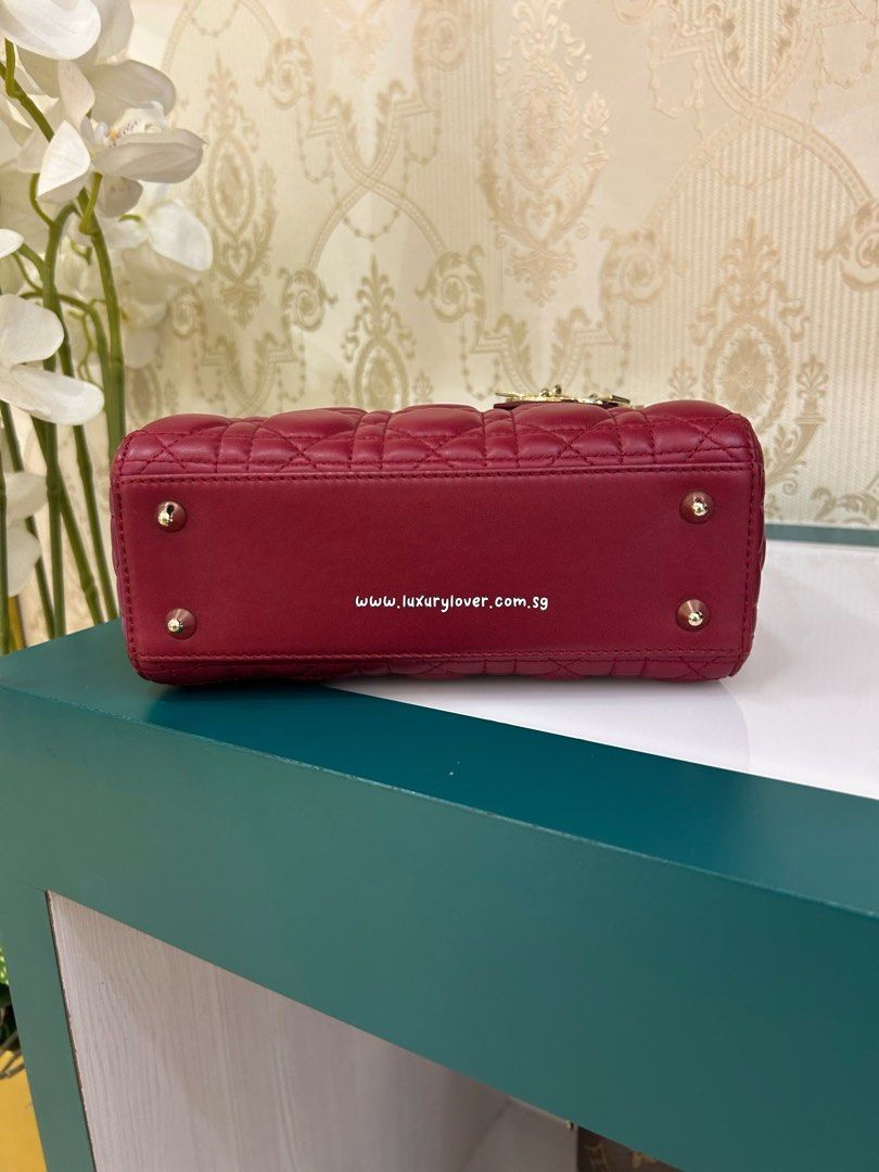 Thumbnail: Lady Dior Small My ABCDIOR Dark Red Lamb GHW