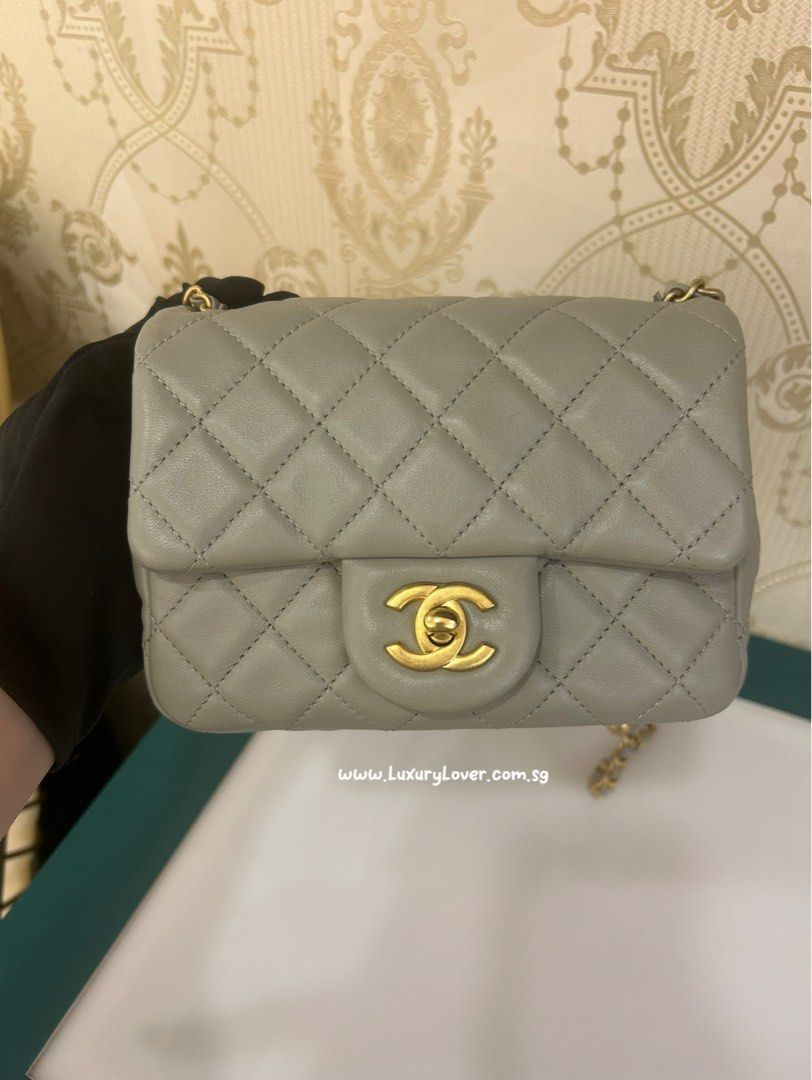 Thumbnail: Chanel Mini Flap Pearl Crush Grey Lamb Gold Hardware