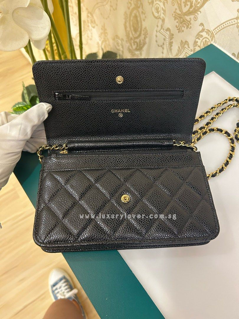 Thumbnail: #18 LNIB Chanel Wallet on Chain WOC black Caviar GHW