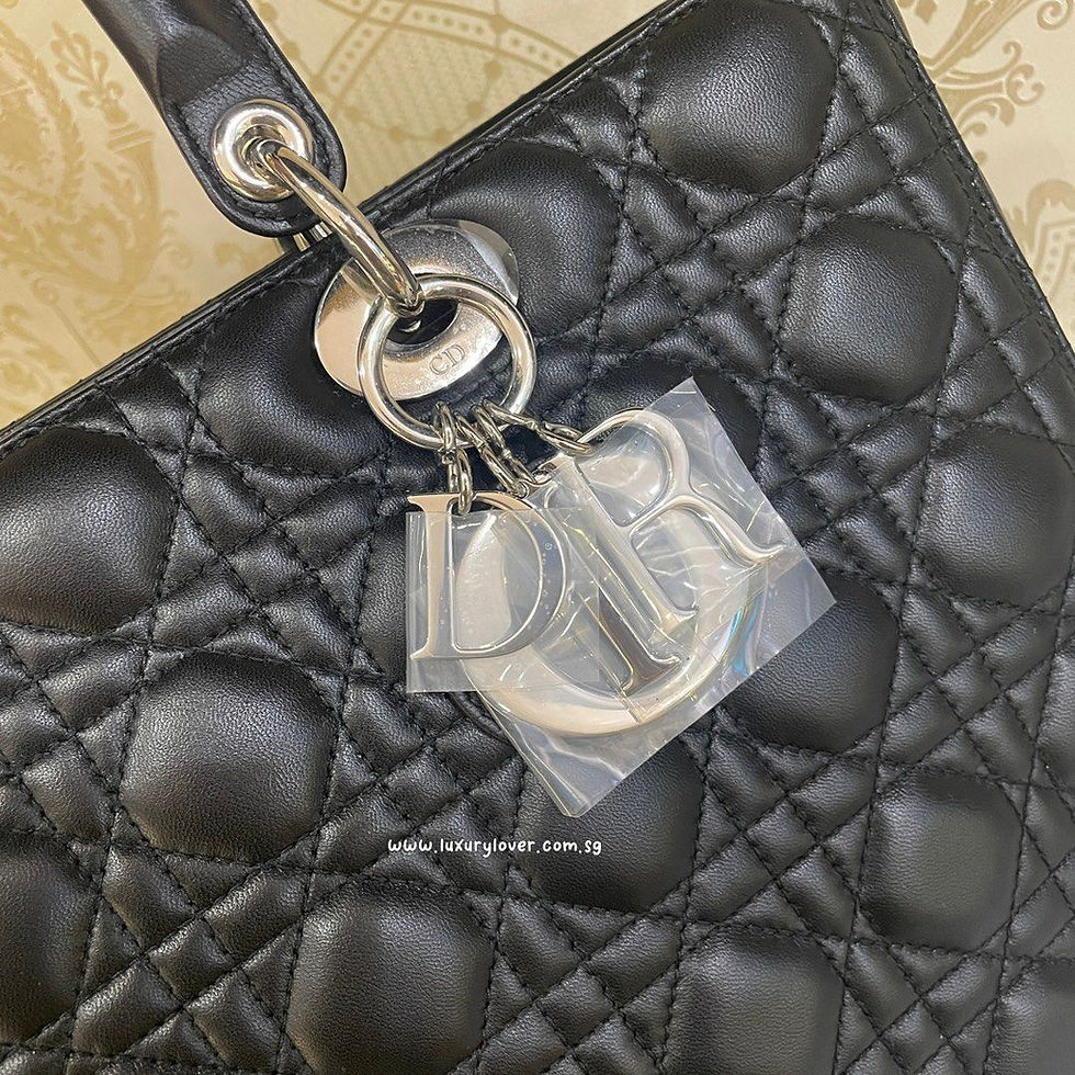 Thumbnail: Brand New Lady Dior Large Black Lamb SHW