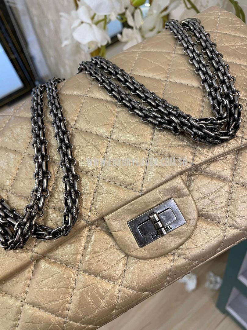 Thumbnail: #14 LNIB Chanel 2.55 Reissue 226 Light Gold/Beige Distressed Calf RHW