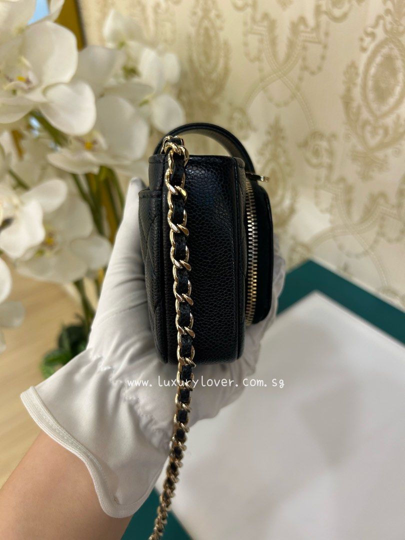 Thumbnail: LNIB Chanel Quilted Phone Holder with Chain WOC Black Caviar LGHW