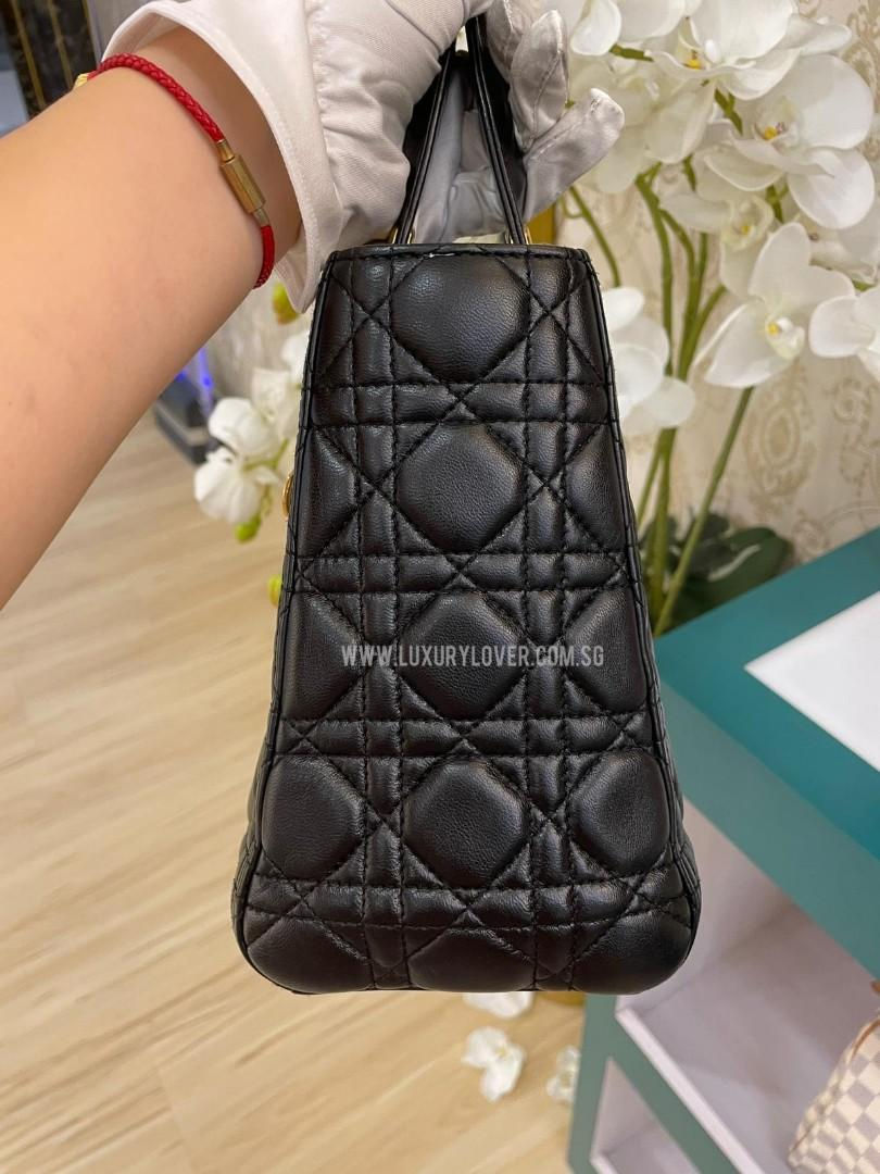 Thumbnail: Excellent Lady Dior Medium Black Lamb GHW