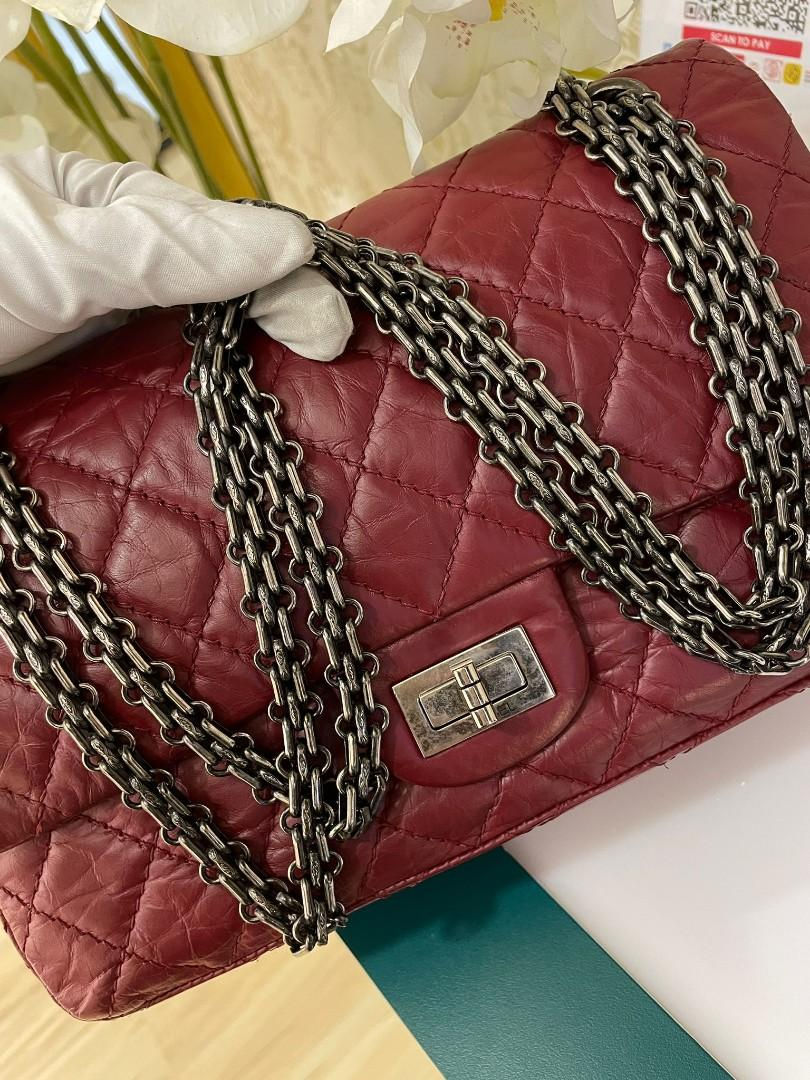 Thumbnail: #16 Like new Chanel 2.55 Reissue 225 Maroon Red Distressed Calf RHW
