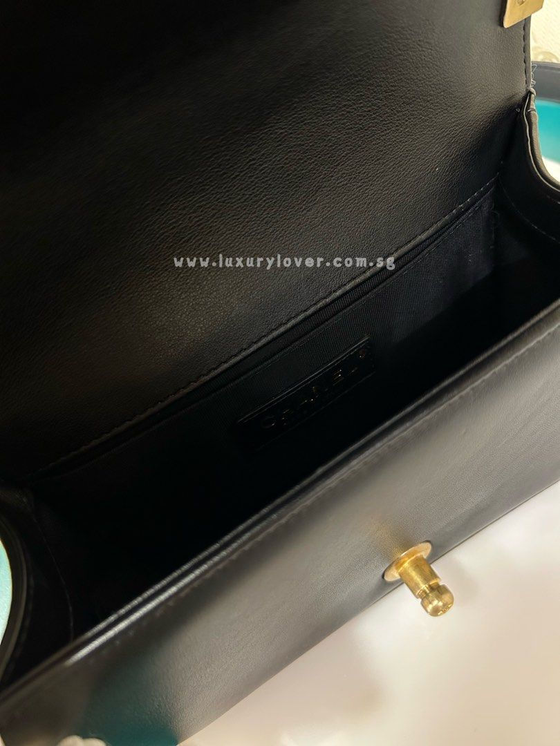 Thumbnail: #27 BNIB Chanel Boy Small Calf Black GHW