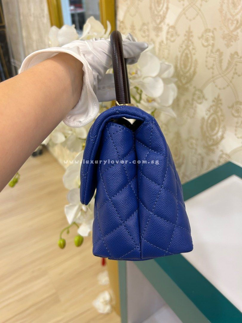 Thumbnail: Chanel Coco Handle Mini/Small Dark Blue Embossed Lizard (Cash S$5,990)