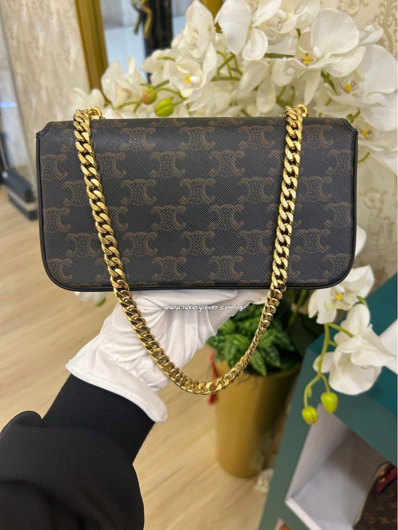 Thumbnail: Like New Celine Chain Shoulder Bag Claude in Triomphe Canvas Tan