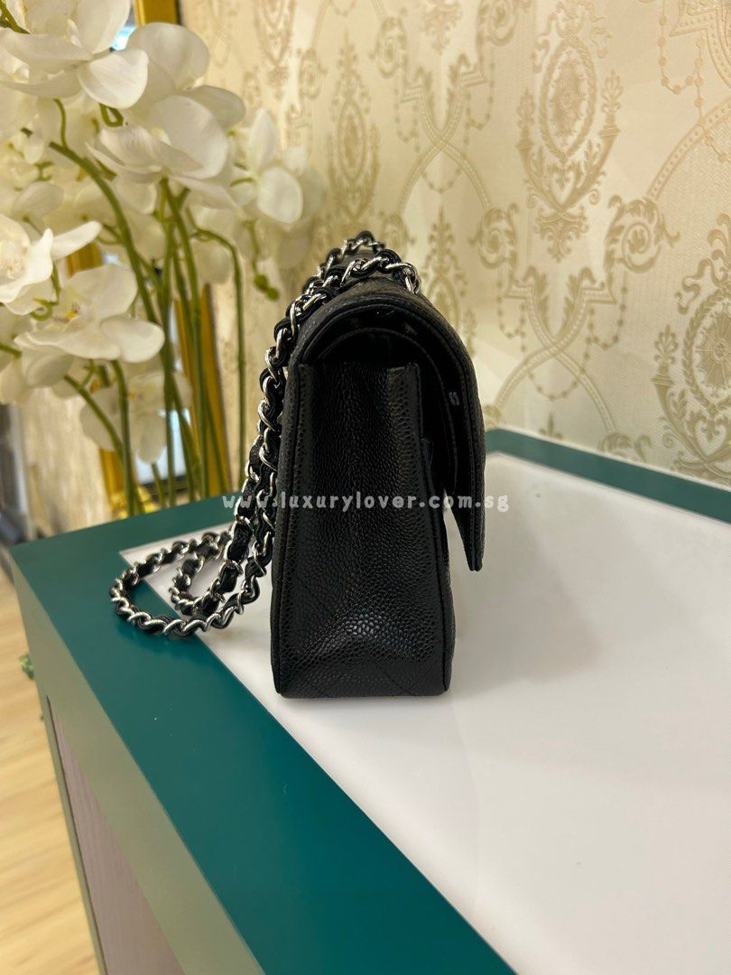 Thumbnail: #21 BNIB Chanel Classic Double Flap Medium Black Caviar SHW