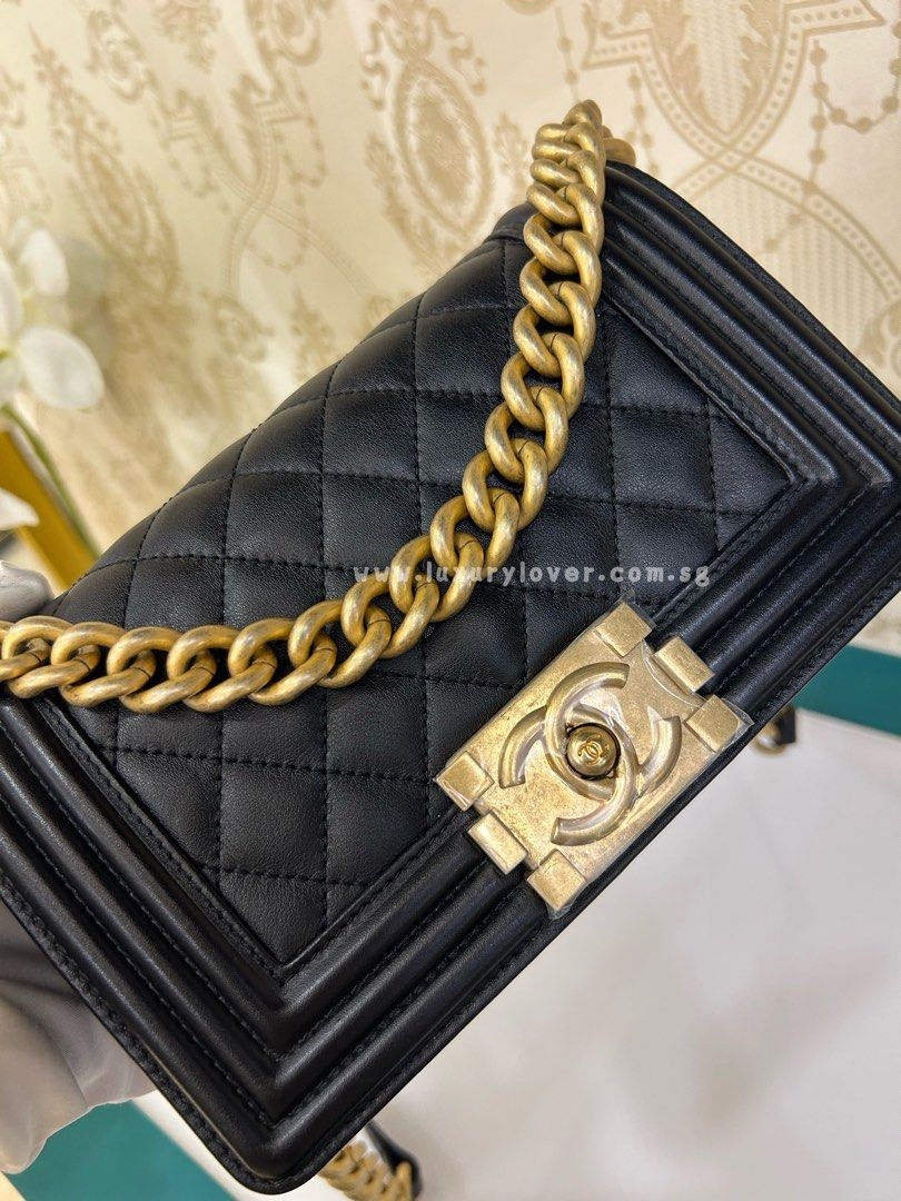 Thumbnail: #27 BNIB Chanel Boy Small Calf Black GHW
