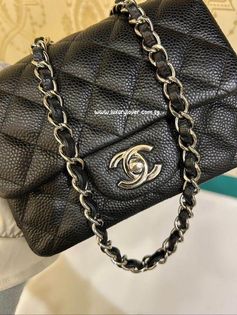 Thumbnail: #20 LNIB Chanel Mini Square Flap Black Caviar SHW