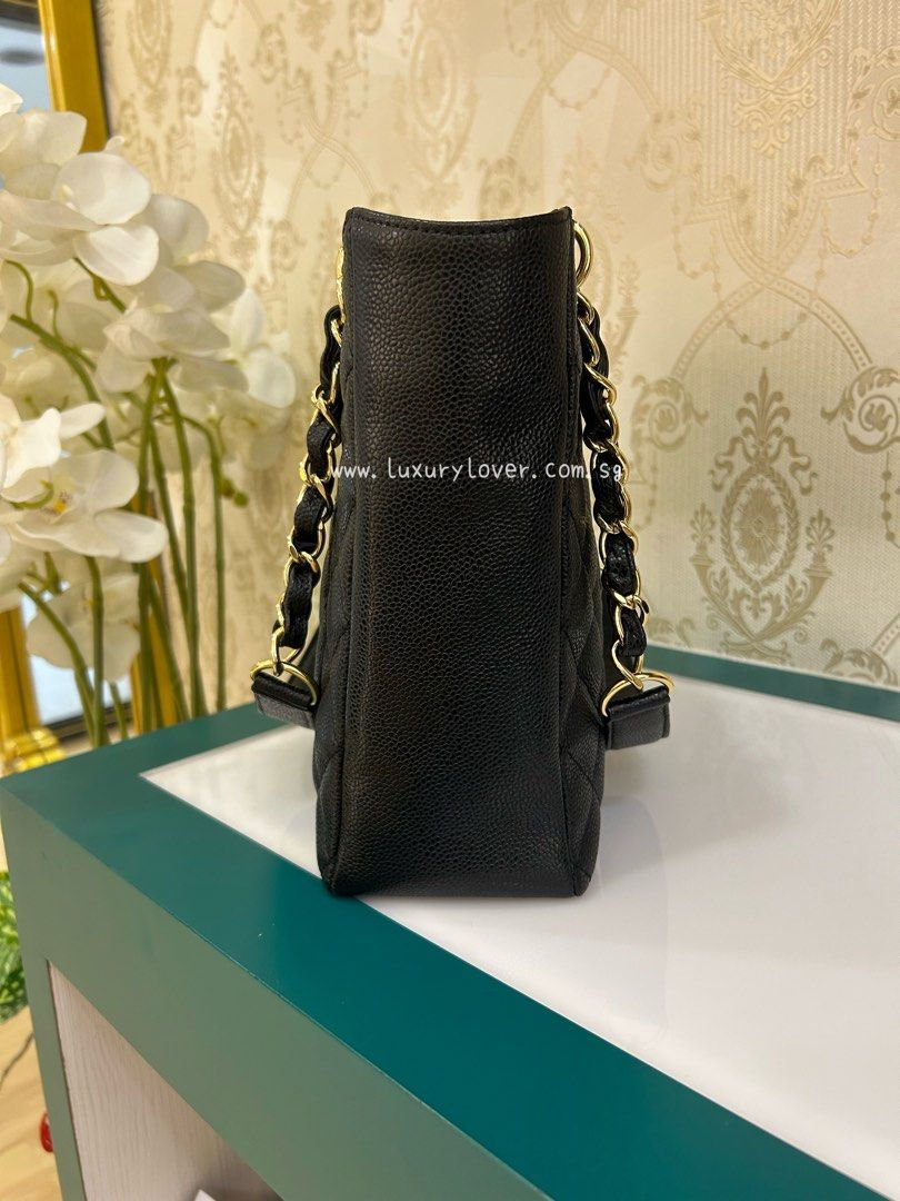 Thumbnail: #12 Like New Chanel PST Shopping Tote Black Caviar GHW