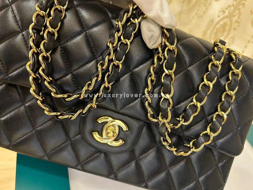 Thumbnail: #22 LNIB Chanel Classic Double Flap Medium Black Lamb GHW
