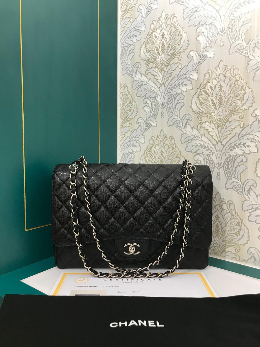 Chanel Maxi Single Flap Black Caviar with SHW