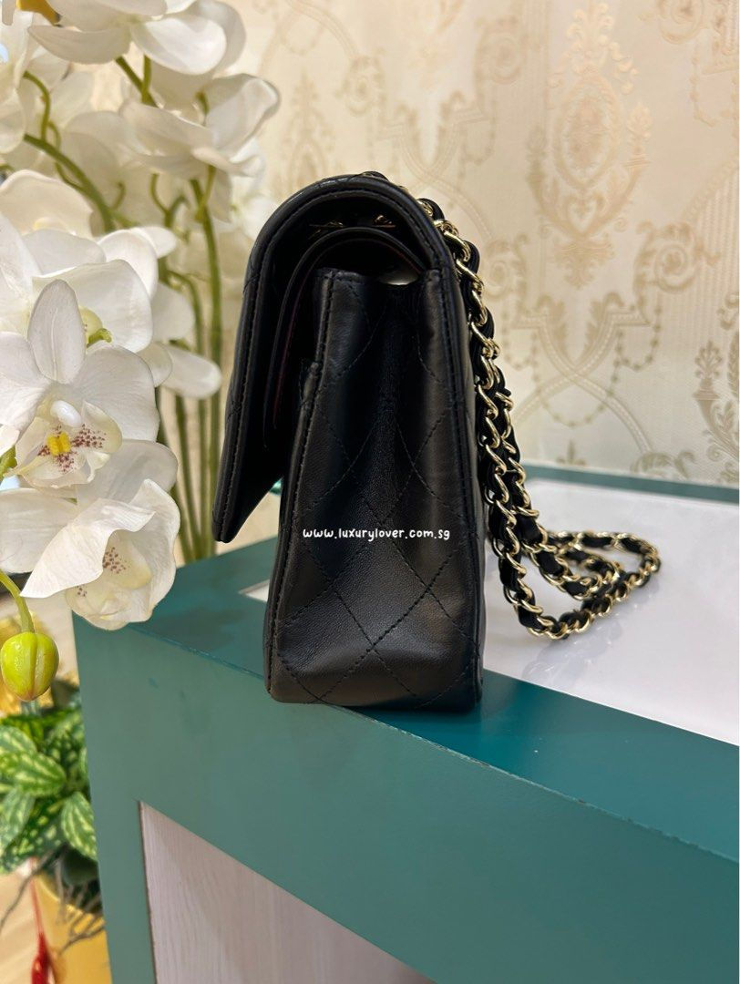 Thumbnail: #19 BNIB Chanel Classic Double Flap Medium Black Lamb GHW