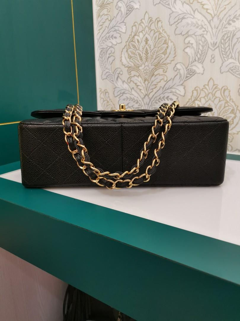 Thumbnail: #28 BNIB Chanel Jumbo Classic Double Flap Black Caviar with GHW
