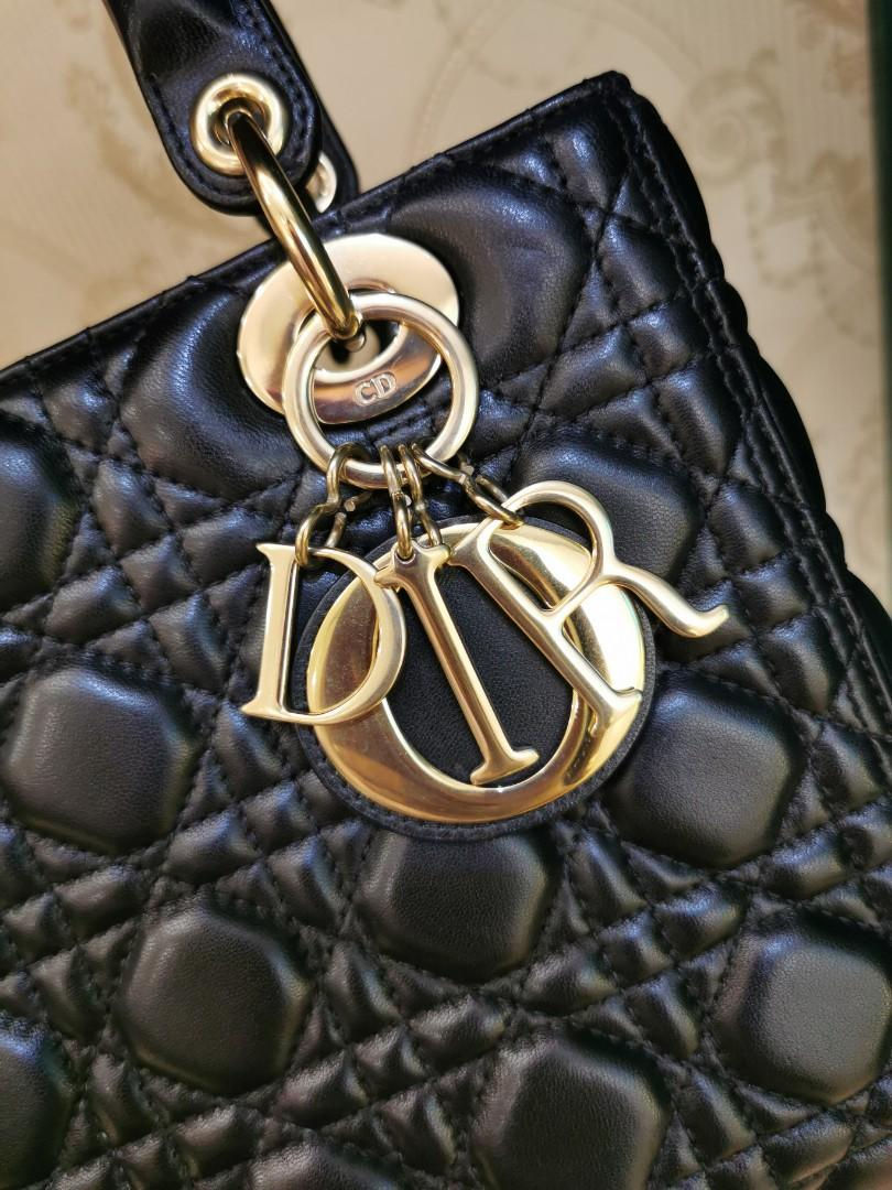 Thumbnail: like new Lady Dior Medium Black Lamb GHW