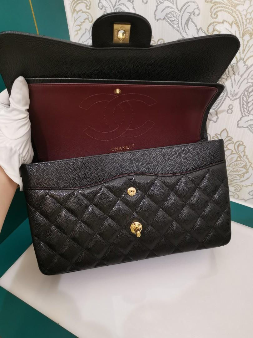 Thumbnail: #28 BNIB Chanel Jumbo Classic Double Flap Black Caviar with GHW