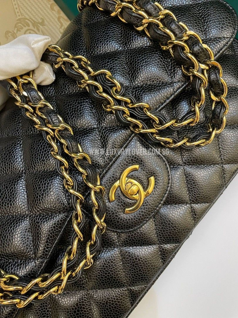 Thumbnail: #26 LNIB Chanel Jumbo Classic Double Flap Black Caviar GHW