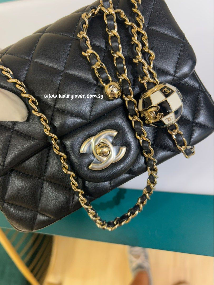 Thumbnail: LNIB Chanel 23C Mini Square Pearl Crush Black Lamb LGHW