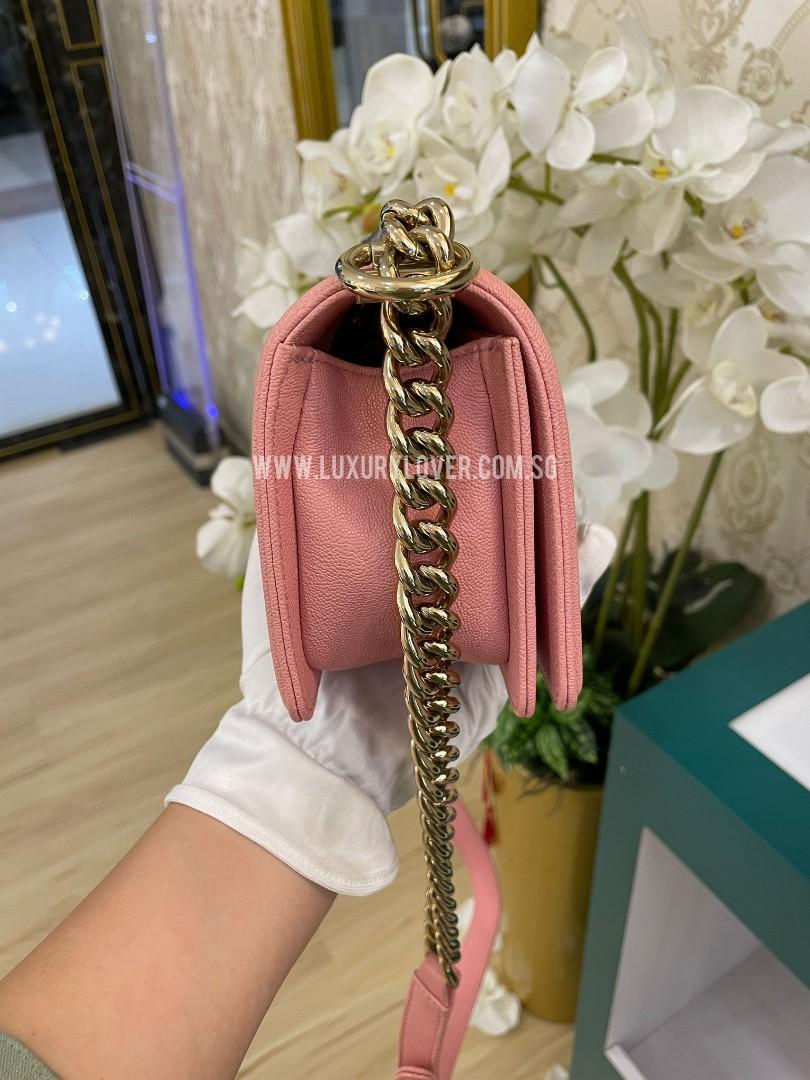 Thumbnail: #27 LNIB Chanel Boy Small Chevron Sakura Pink Caviar Light GHW