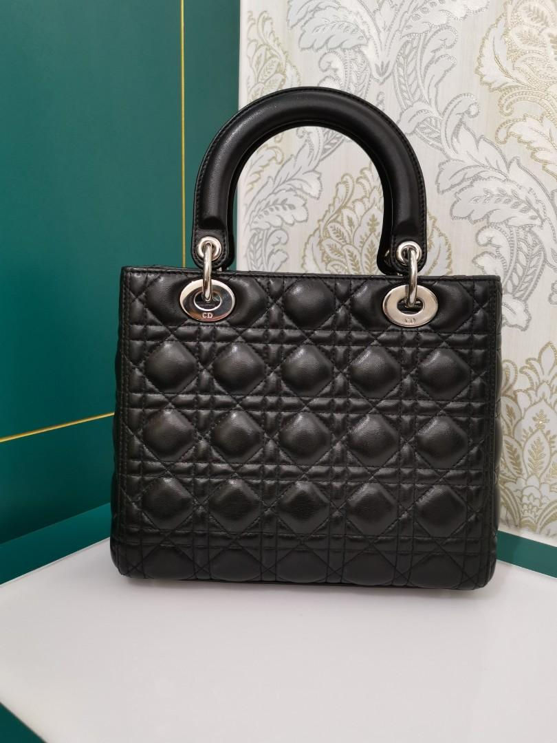 Thumbnail: Like New Lady Dior Medium Black Lamb with SHW