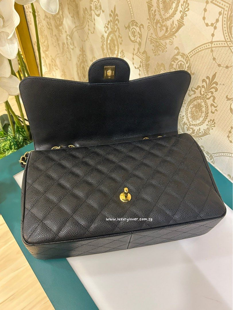 Thumbnail: #13 LNIB Chanel Jumbo Single Flap Black Caviar GHW