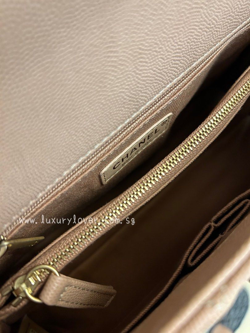 Thumbnail: #25 LNIB Chanel Coco Handle Medium Beige Caviar GHW