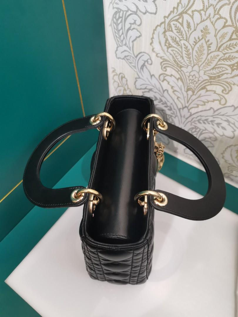 Thumbnail: Like New Lady Dior Small My ABCDior Bag Black Lamb light GHW